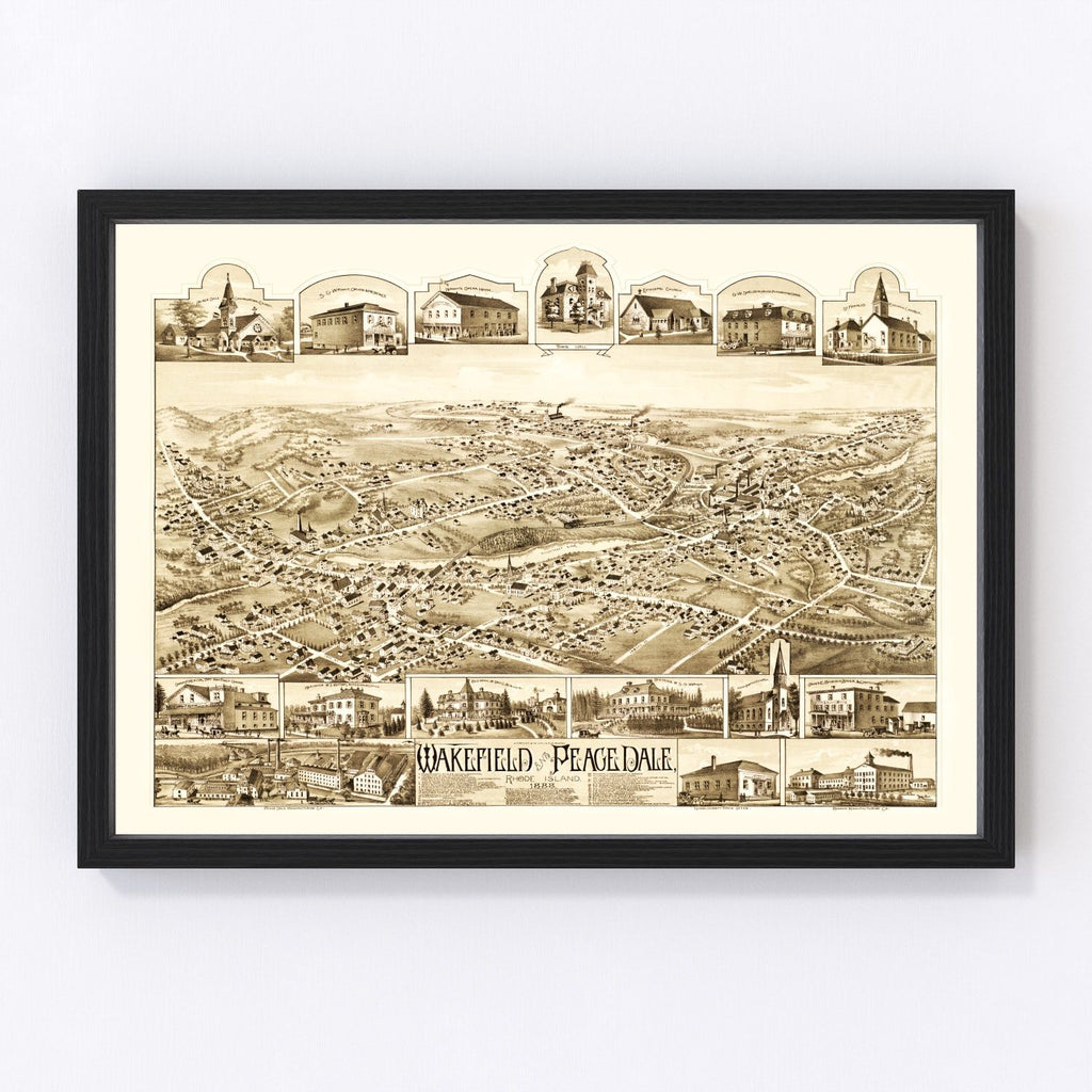 Vintage Map of Wakefield, Rhode Island 1888