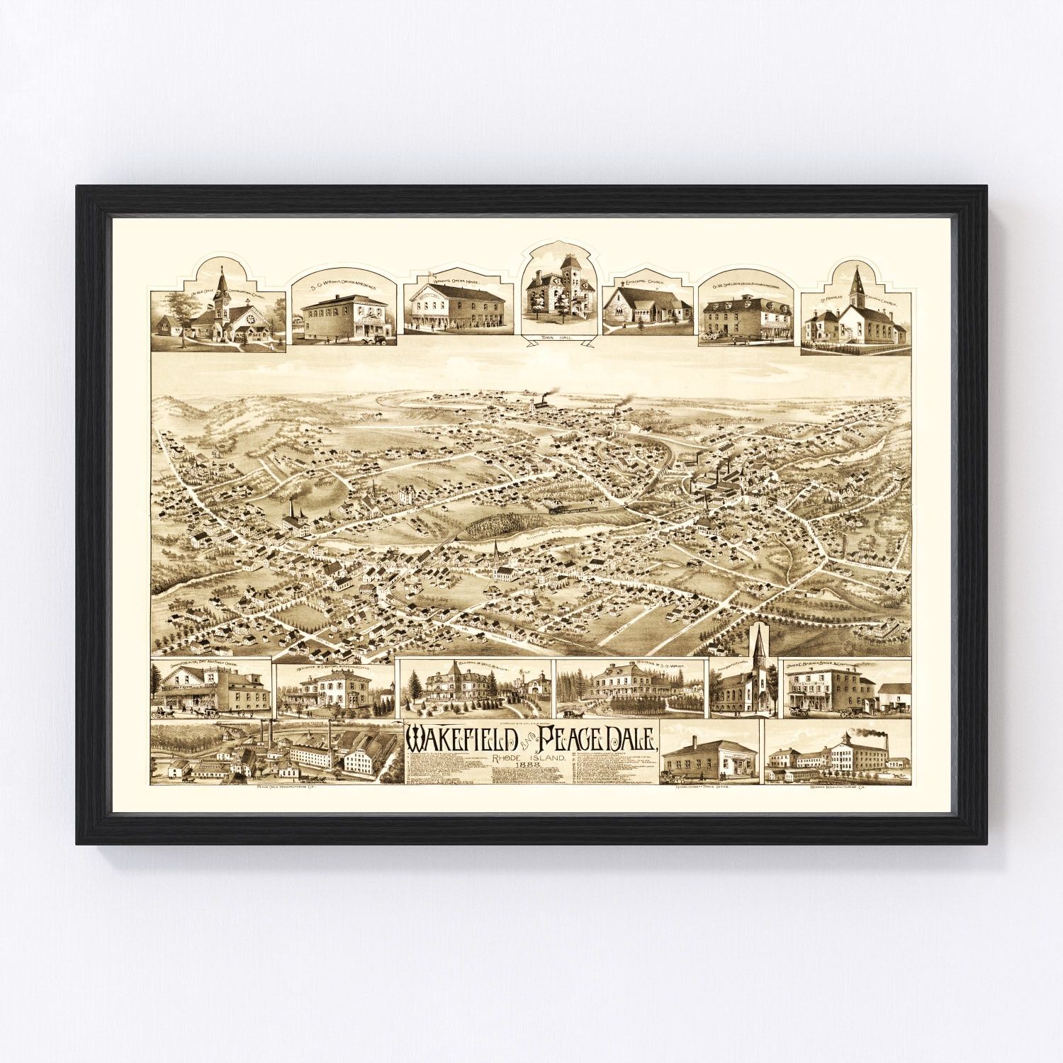 Vintage Map of Wakefield, Rhode Island 1888