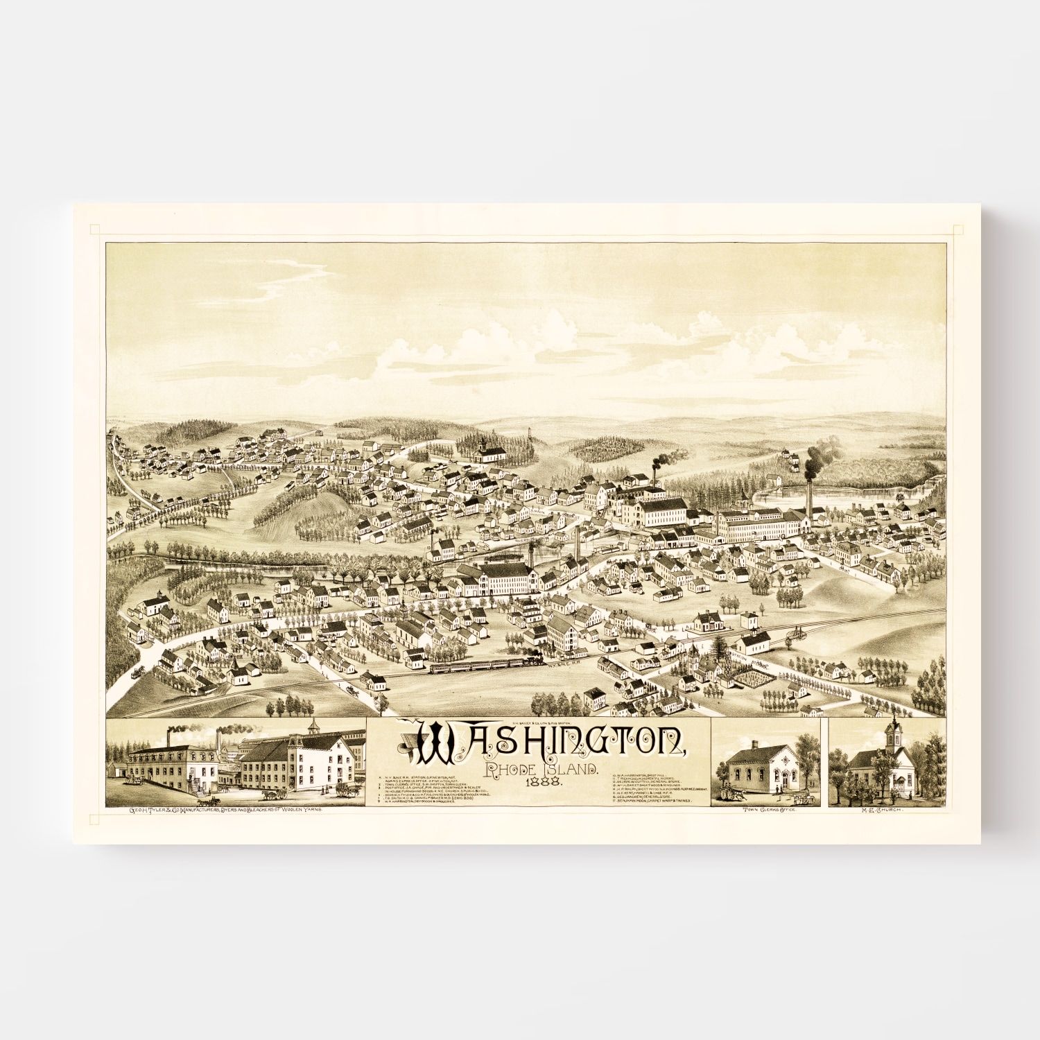 Vintage Map of Washington, Rhode Island 1888