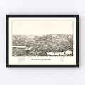 Vintage Map of Plainville, Massachusetts 1887