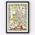 Vintage Story Map of England, 1936