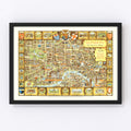 Vintage Map of London, England 1951