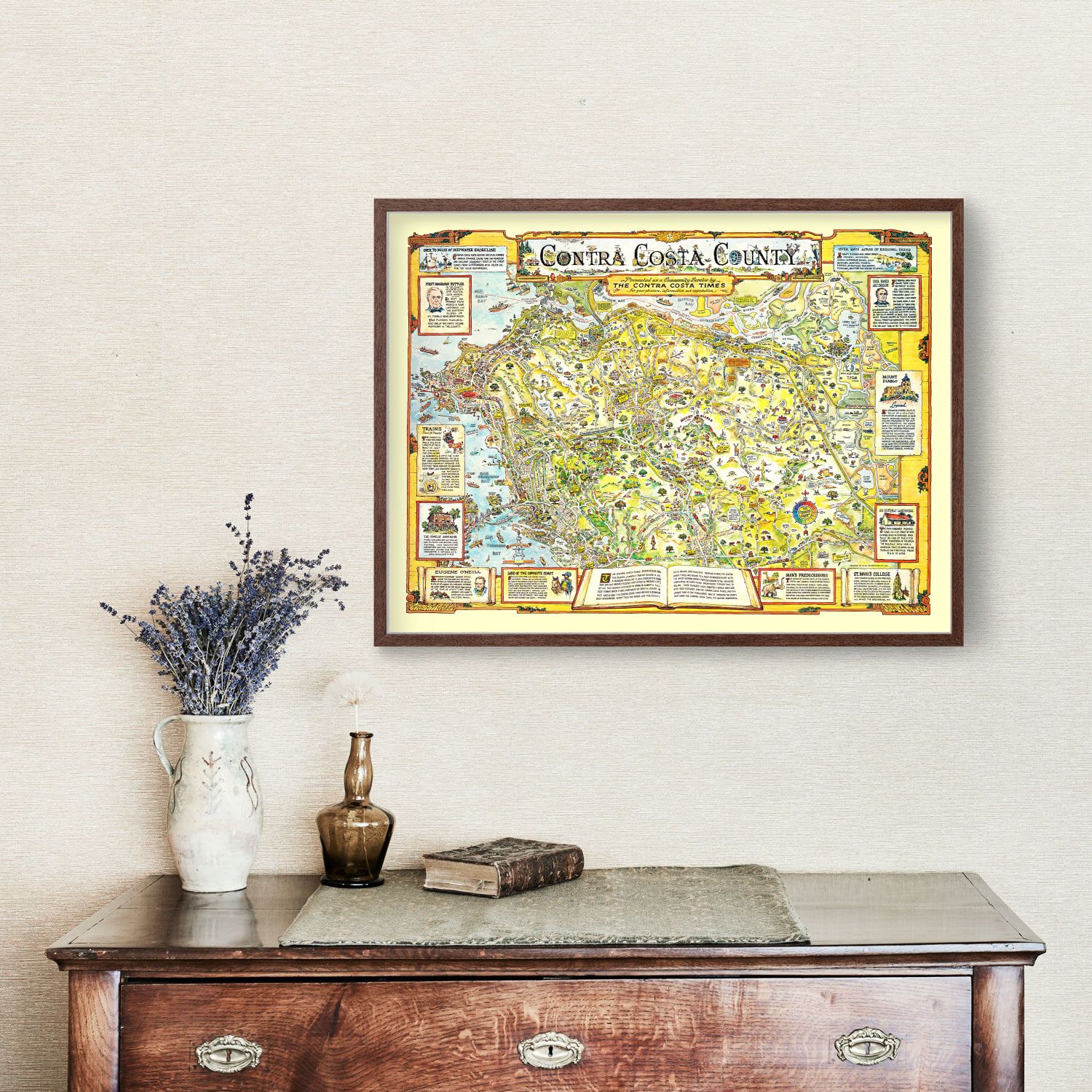 Vintage Map of Contra Costa County, California 1981
