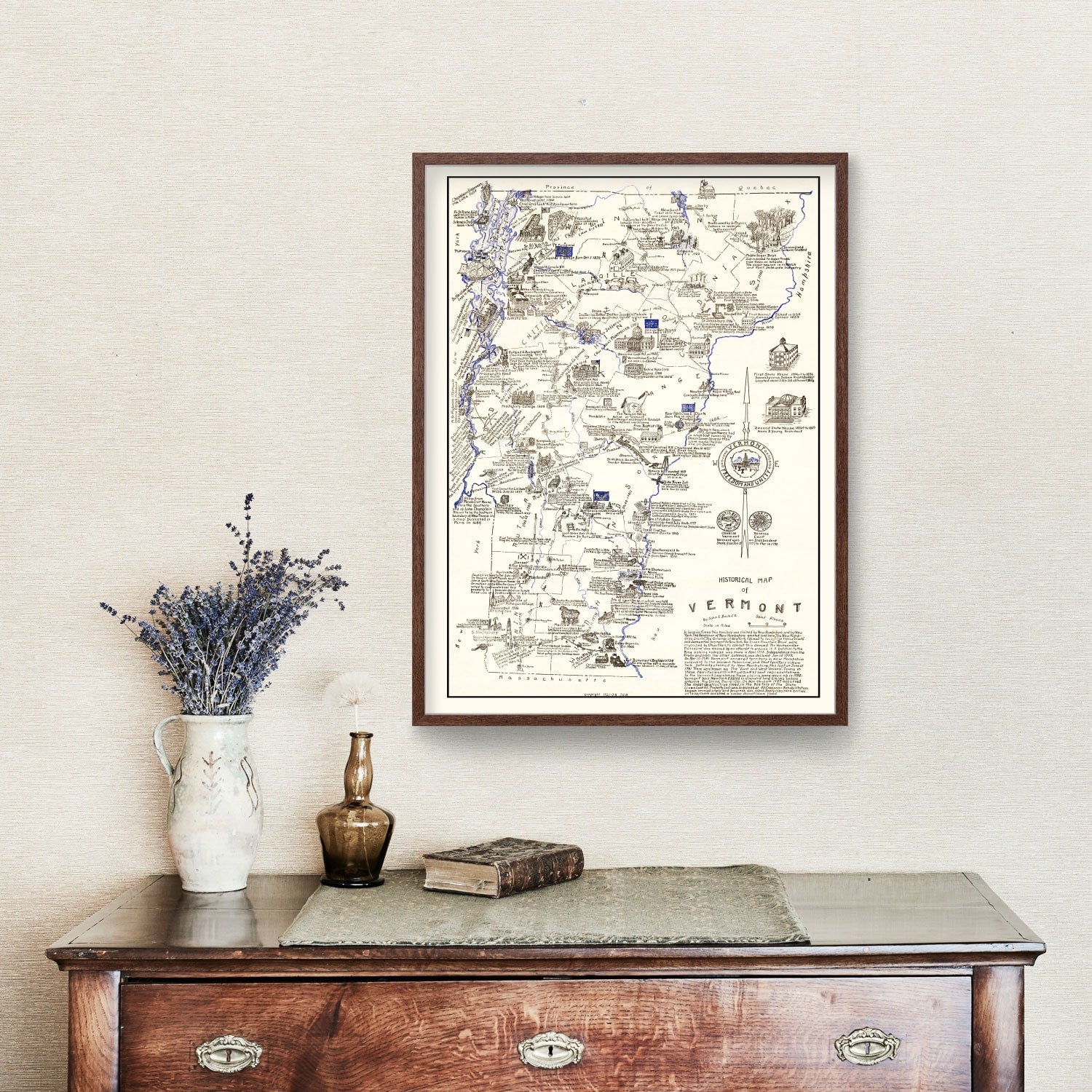 Vintage Map of Vermont 1934