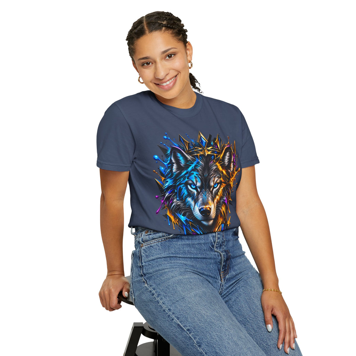 Wolf Head Graphic T-Shirt — Colorful Splash Art Tee