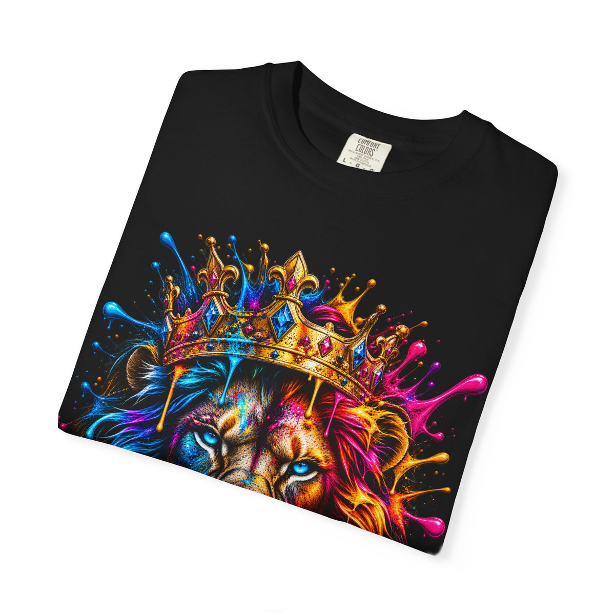 Color Splash Lion Tee — Regal Crown Graphic T-Shirt