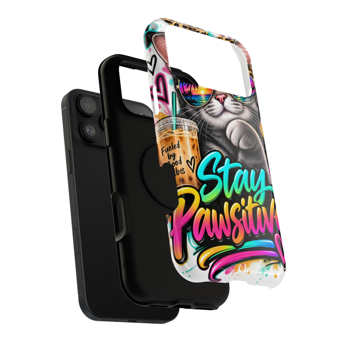 Phone Case — "Stay Pawsitive" Cat Impact-Resistant Case