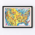 Vintage Pictorial Map of the United States, 1940