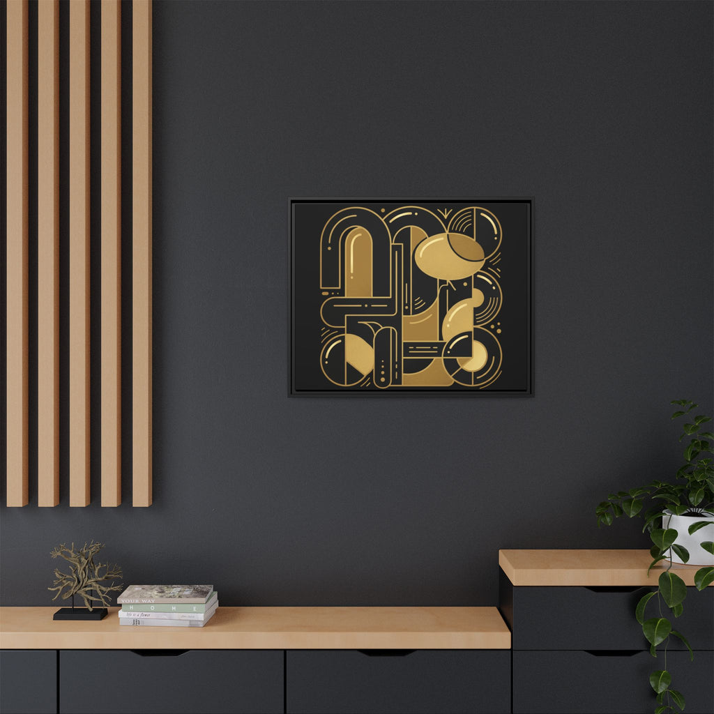 Gold Geometric Art Print — Framed Matte Canvas