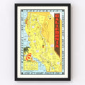 Vintage Map of California 1948