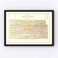 Vintage Map of Kansas 1876