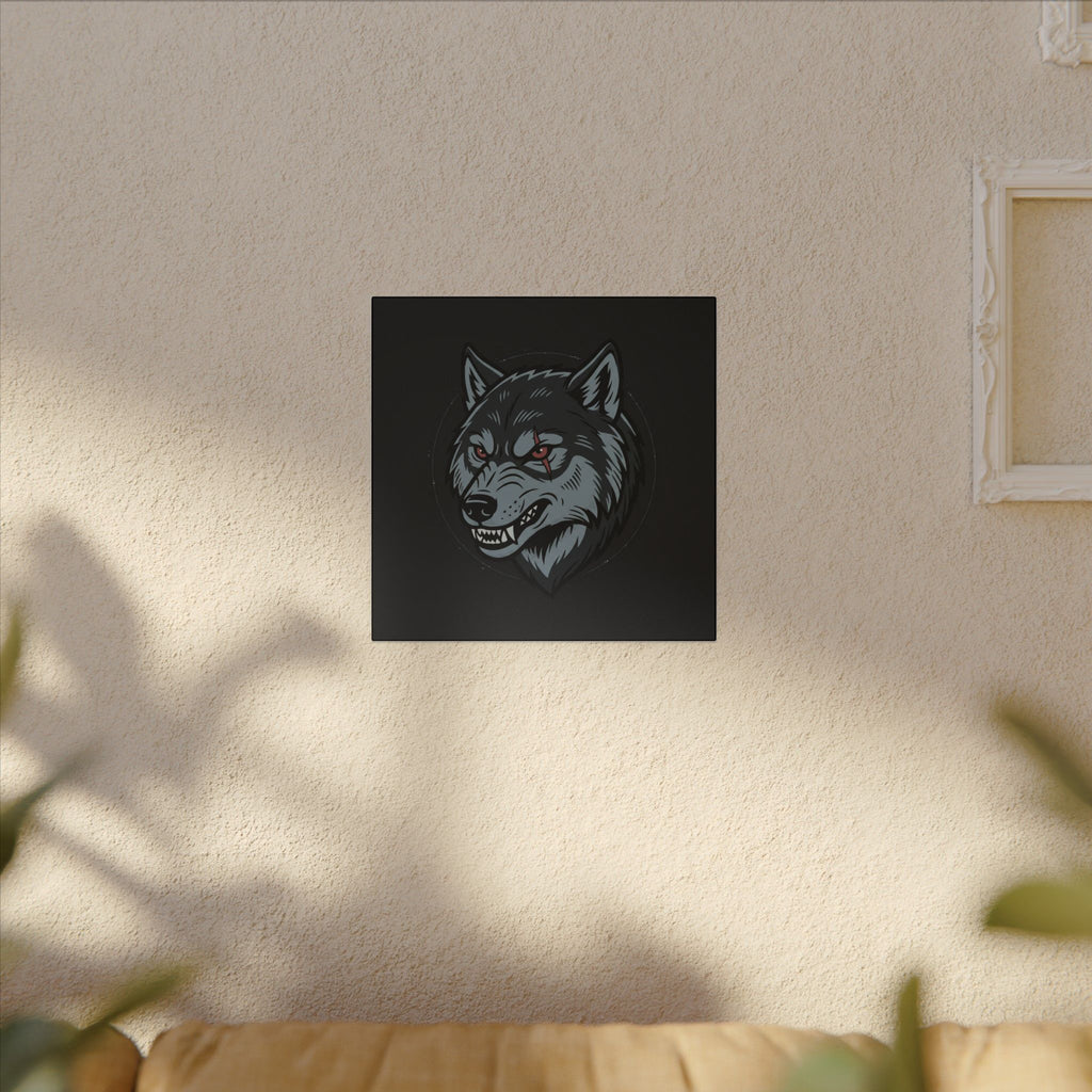 Wolf Head Canvas Wall Art — Fierce Gray Wolf Portrait Matte Stretched
