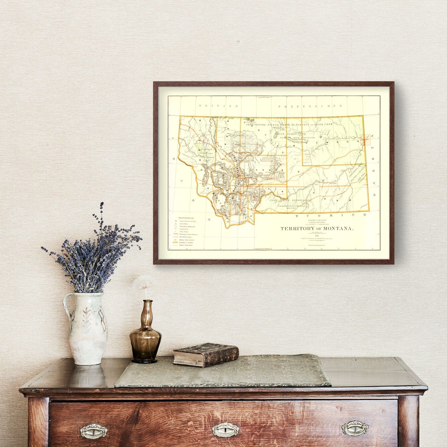 Vintage Map of Montana 1876