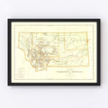 Vintage Map of Montana 1876