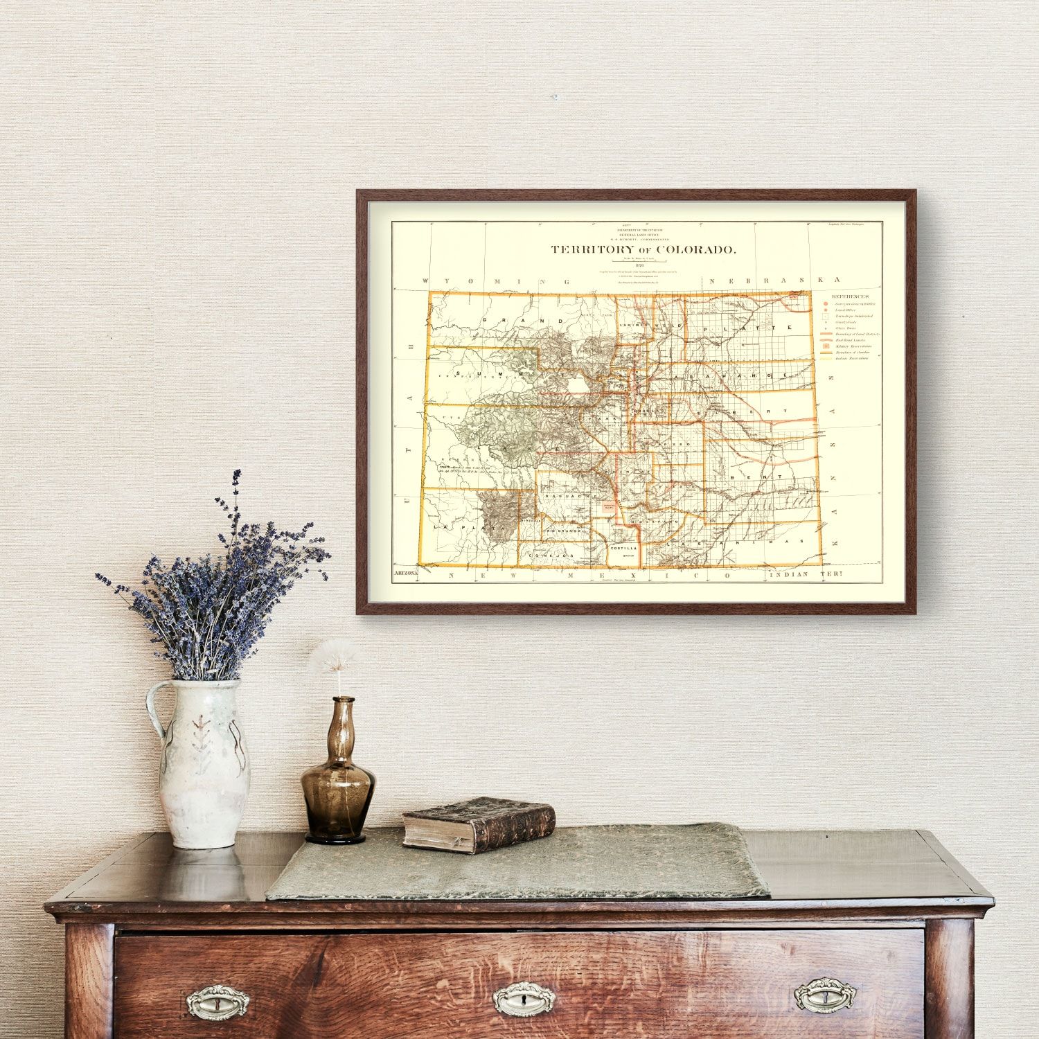 Vintage Map of Colorado 1876