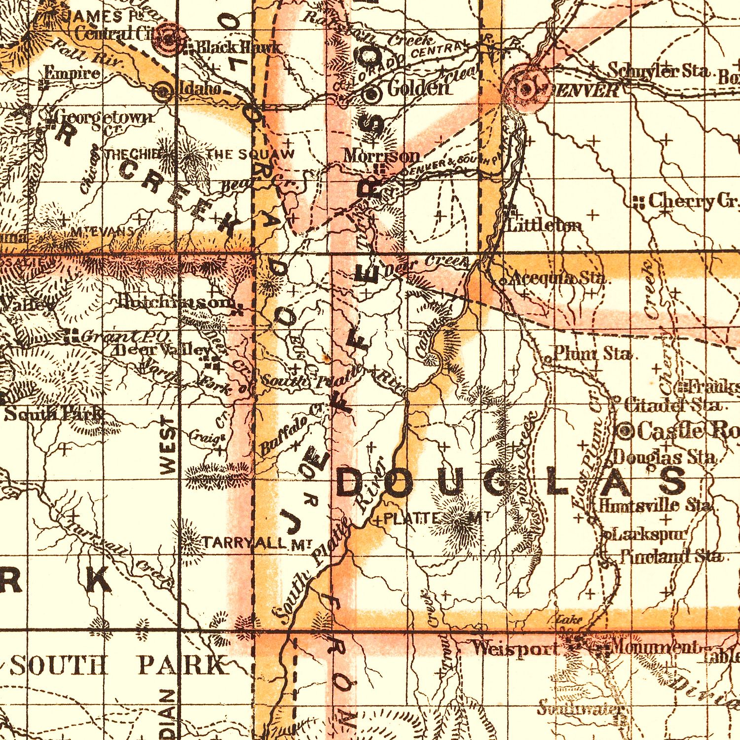 Vintage Map of Colorado 1876