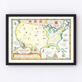 Vintage Revolutionary War Map of the United States