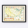 Vintage Louisiana Map Purchase Map of the United States