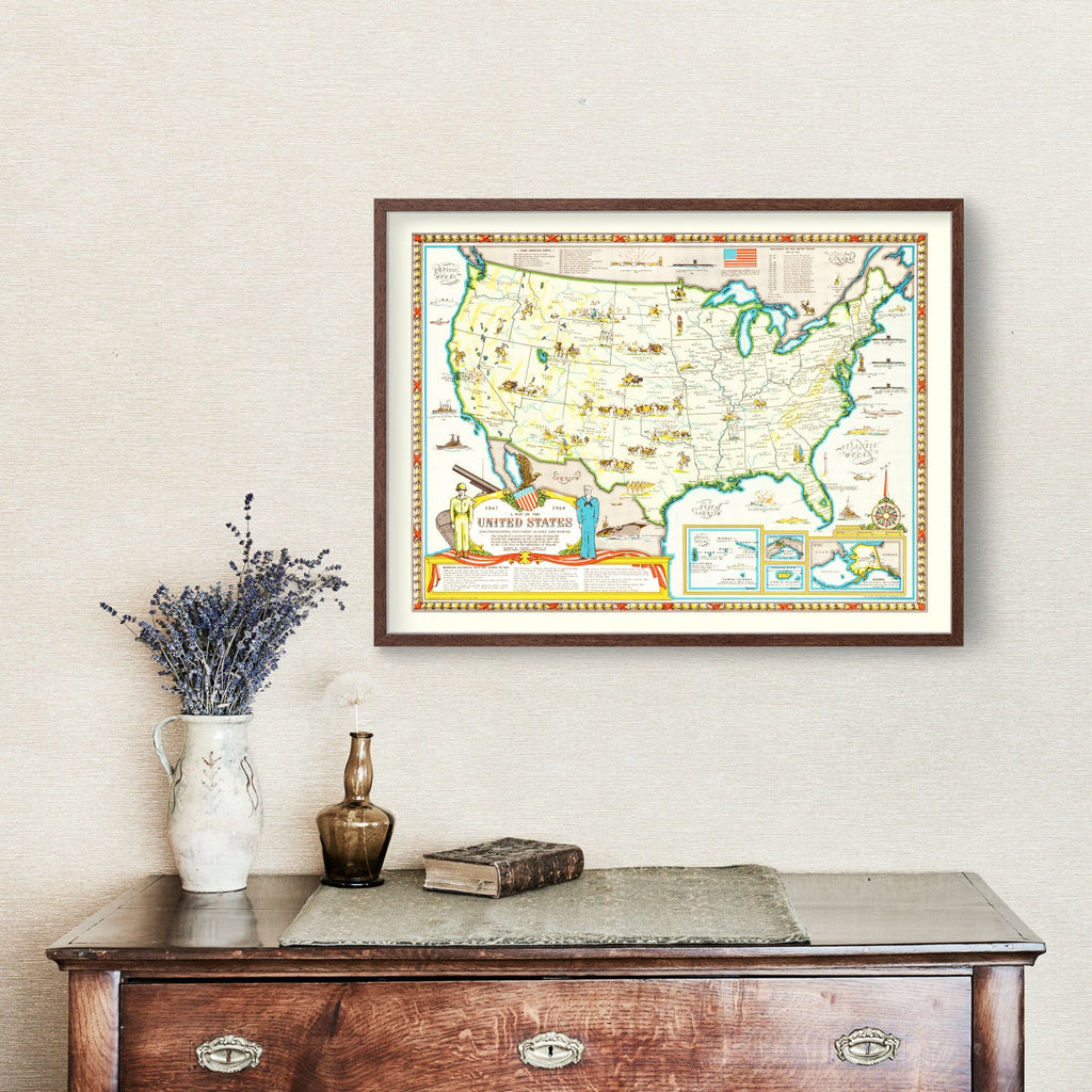 Vintage Map of United States 1959