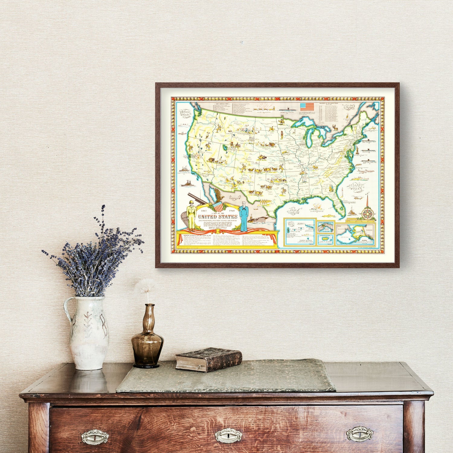 Vintage Map of United States 1959