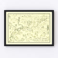 Vintage Map of Three Rivers, California 1945