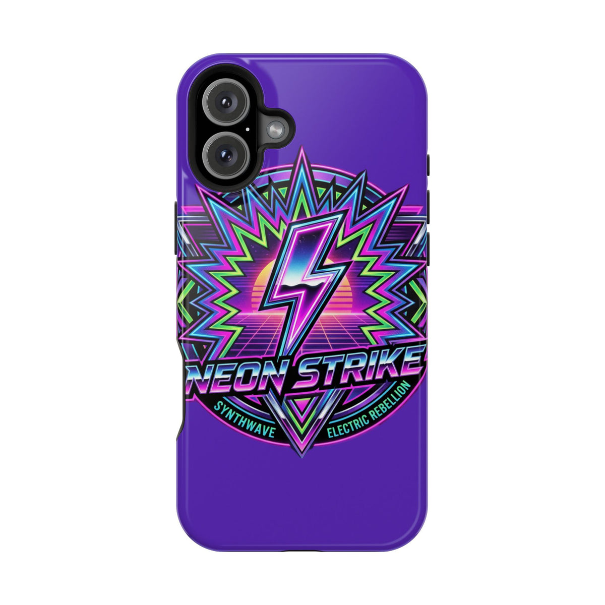 Neon Strike Phone Case — Retro 80s Lightning Magnetic Impact-Resistant Cover
