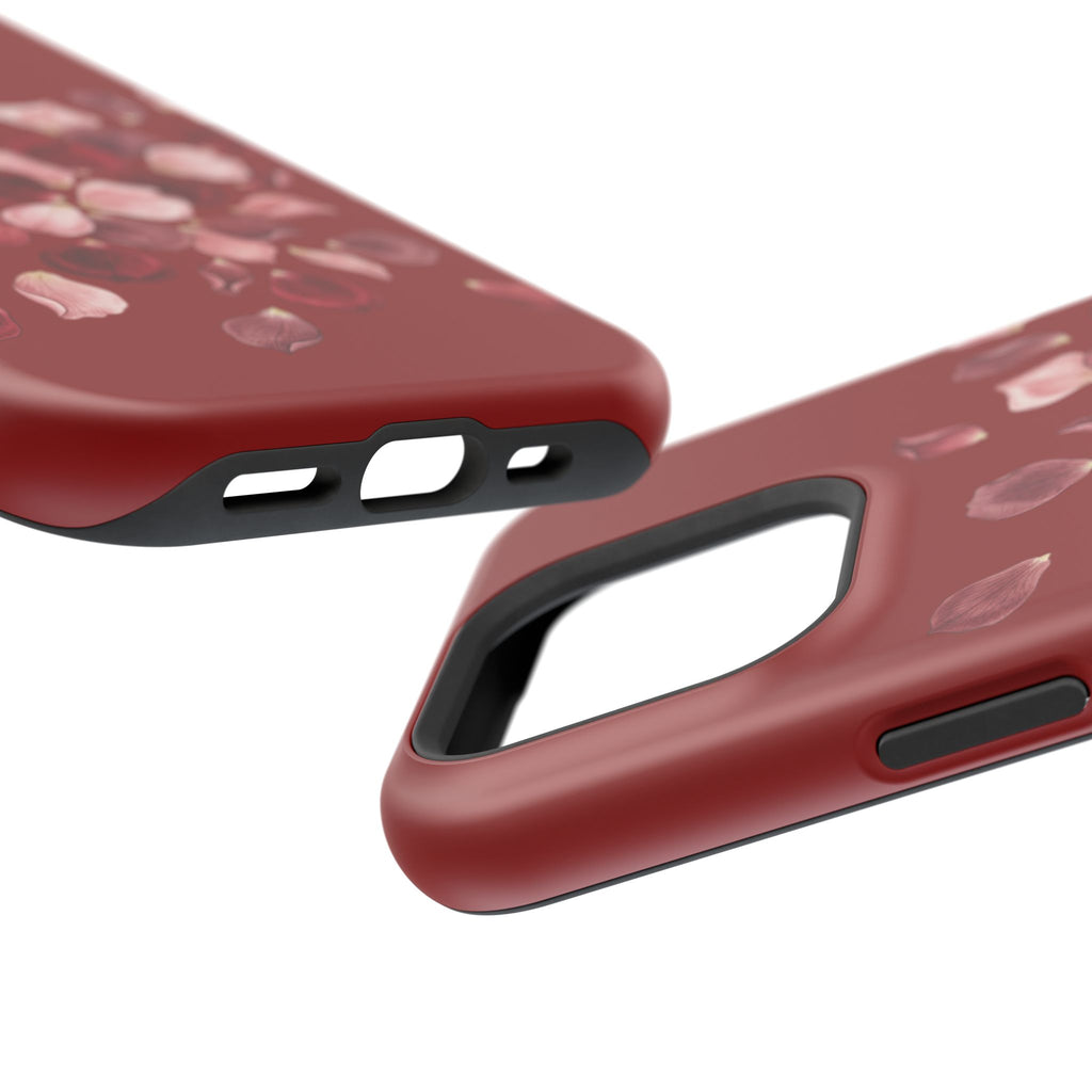 Phone Case — Red Floral Petal Magnetic Impact-Resistant Cover