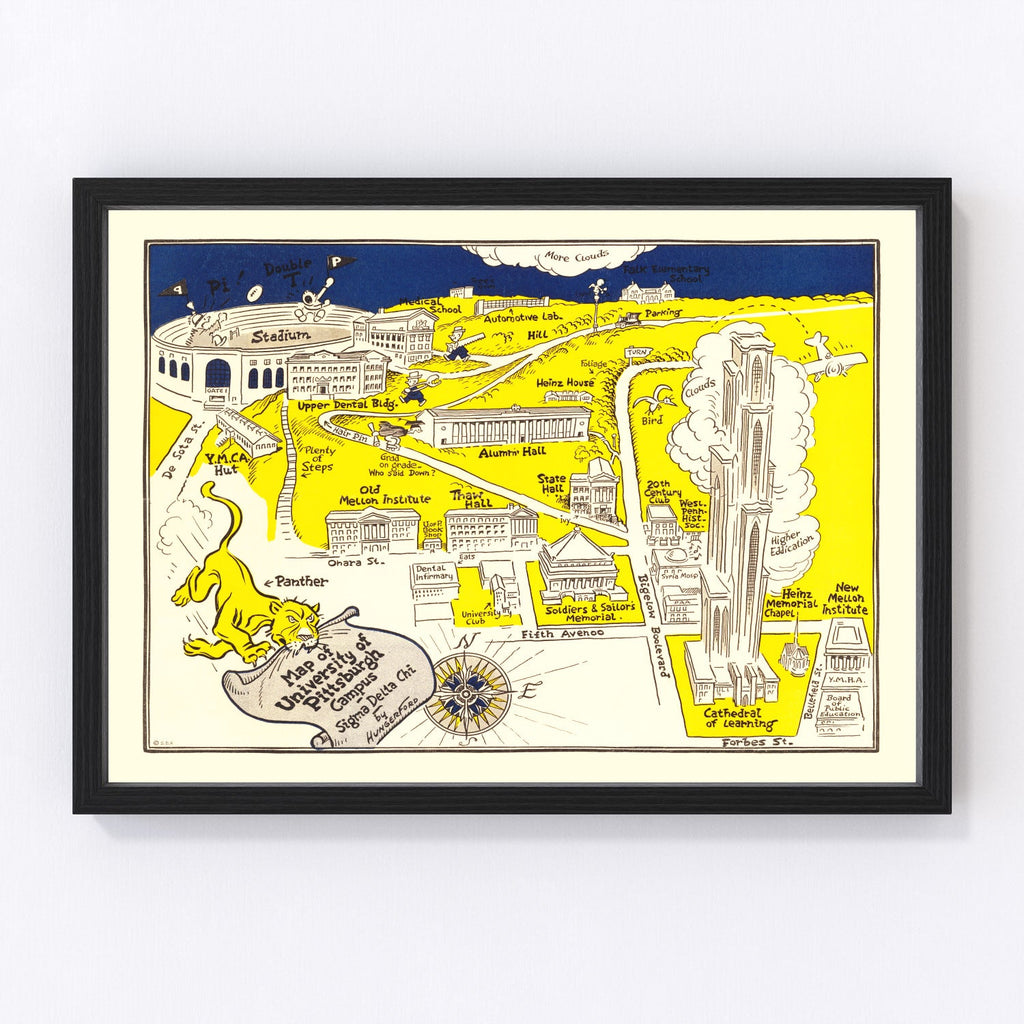 Vintage Map of University of Pittsburgh, 1935