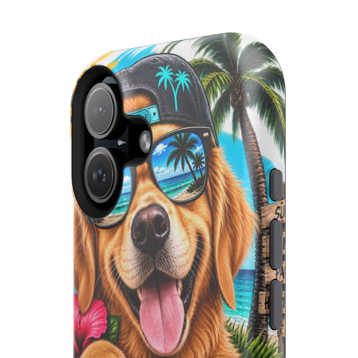 Impact-Resistant Phone Case — "Life Is Better With a Dog" Tropical Dog Design