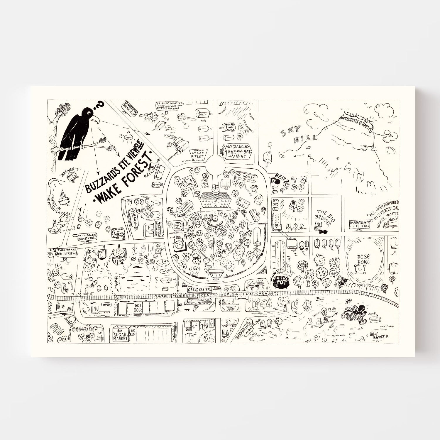 Vintage Map of Wake Forest University, 1937