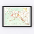 Vintage Map of Alaska 1898