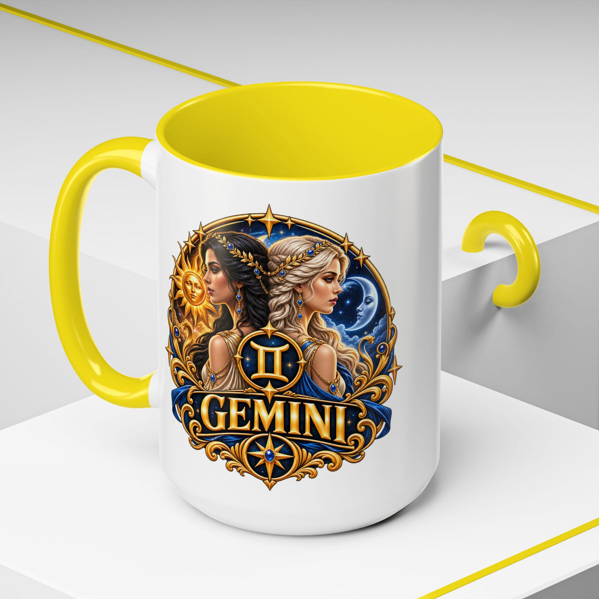Gemini Zodiac Coffee Mug — Gemini Sign Astrology Accent Mug (11/15oz)