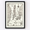 Vintage Map of Narragansett Bay, 1932