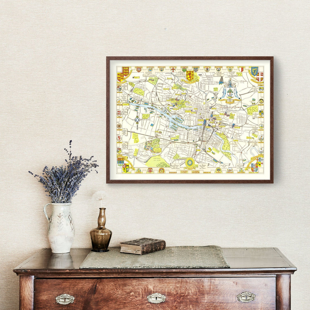 Vintage Map of Glasgow, Scotland 1938