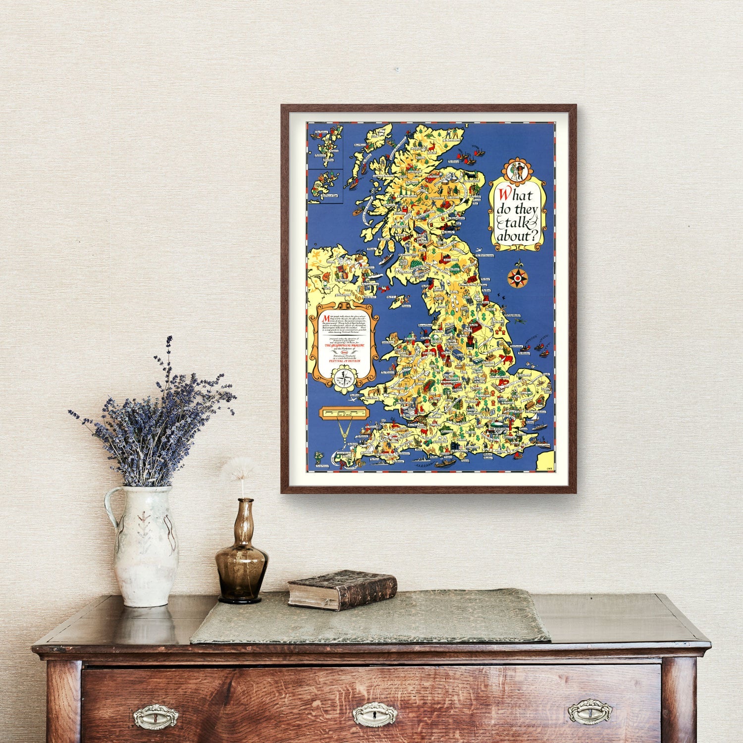 Vintage Pictorial Map of the British Isles, 1951