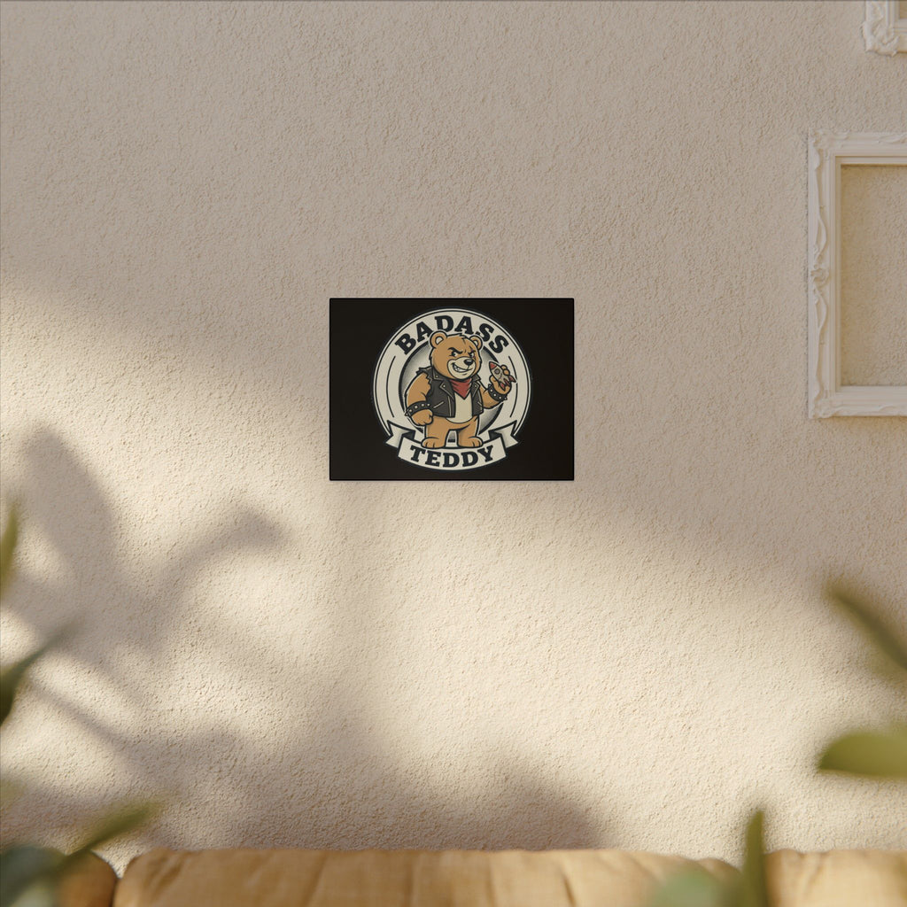Badass Teddy Canvas Wall Art — Edgy Teddy Bear Stretched Matte Print