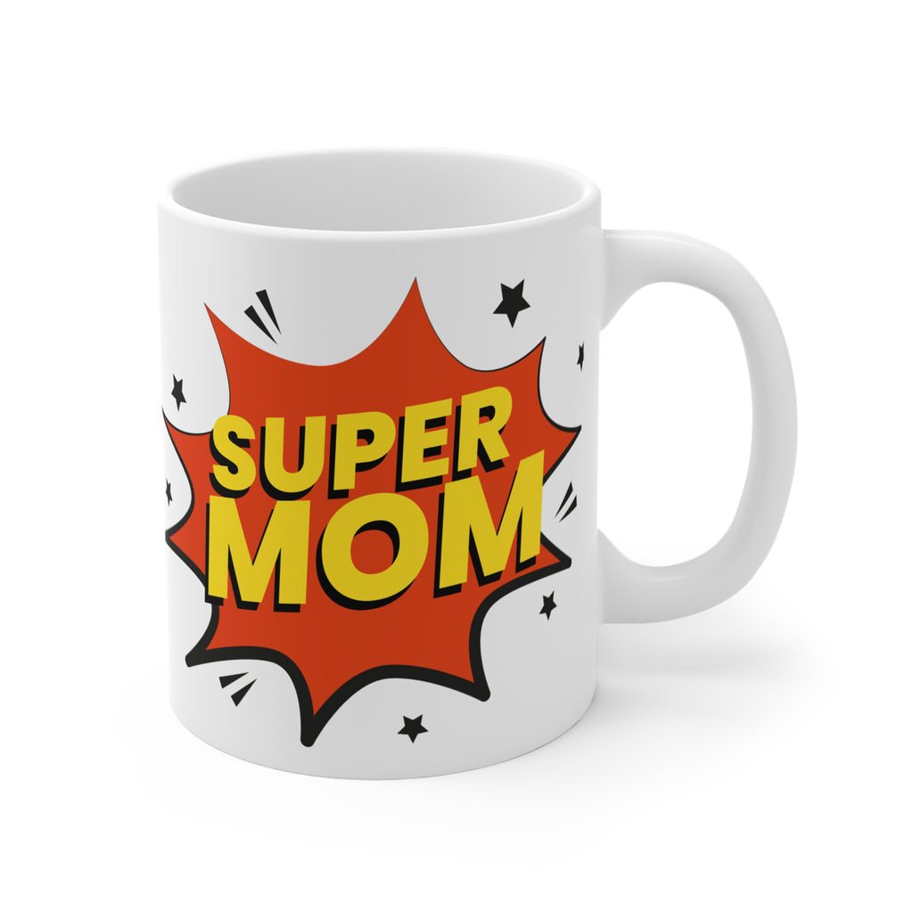 Super Mom Comic Burst Mug — 11oz Gift for Mothers, Mother’s Day Coffee Cup