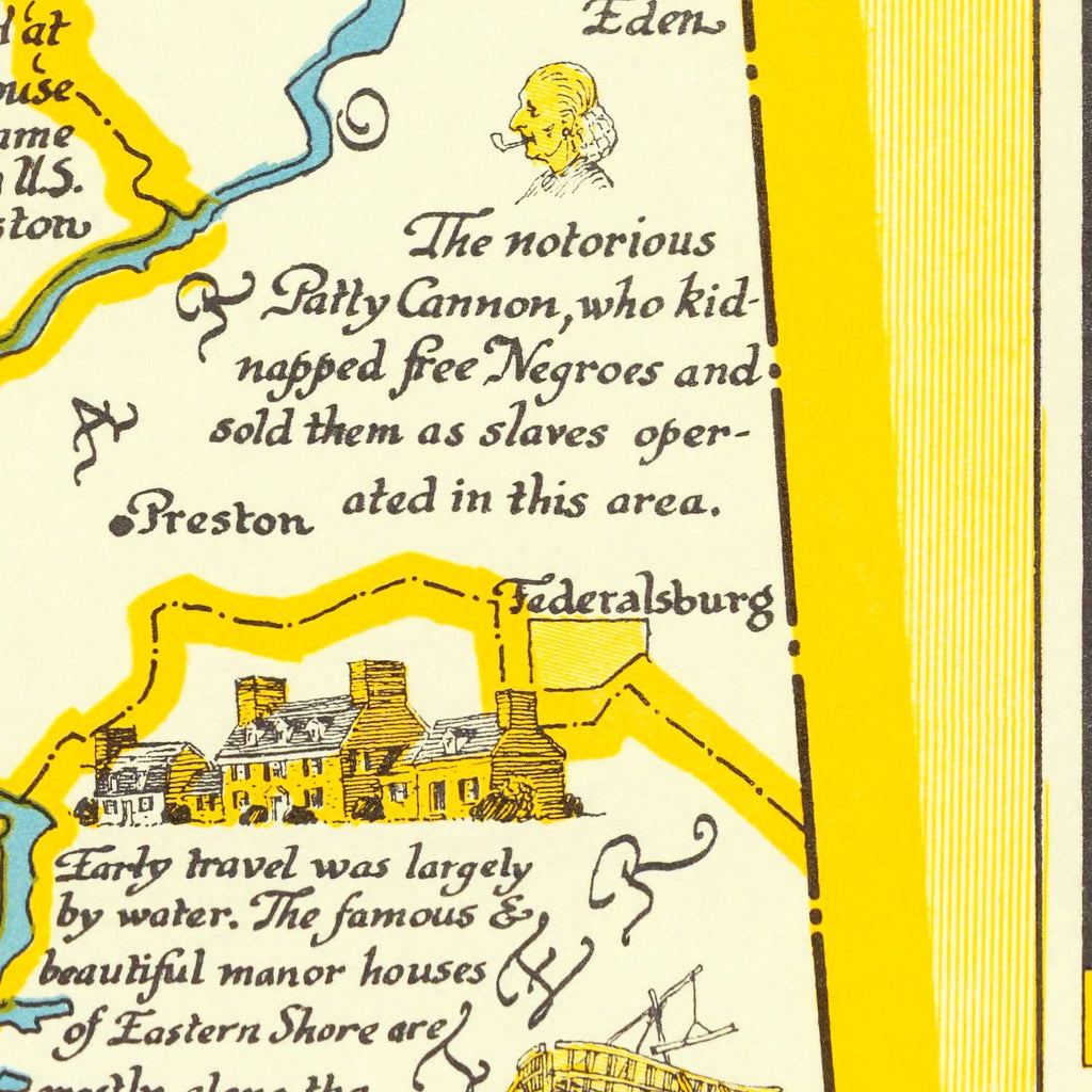 Vintage Map of Eastern Maryland Shore, 1957