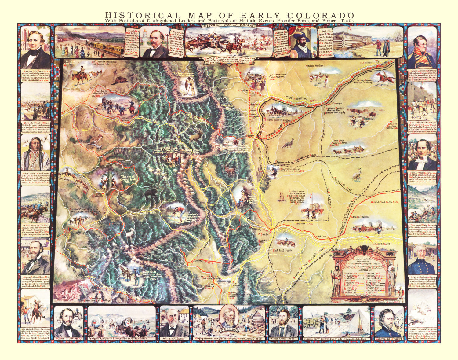 Vintage Map of Colorado 1935