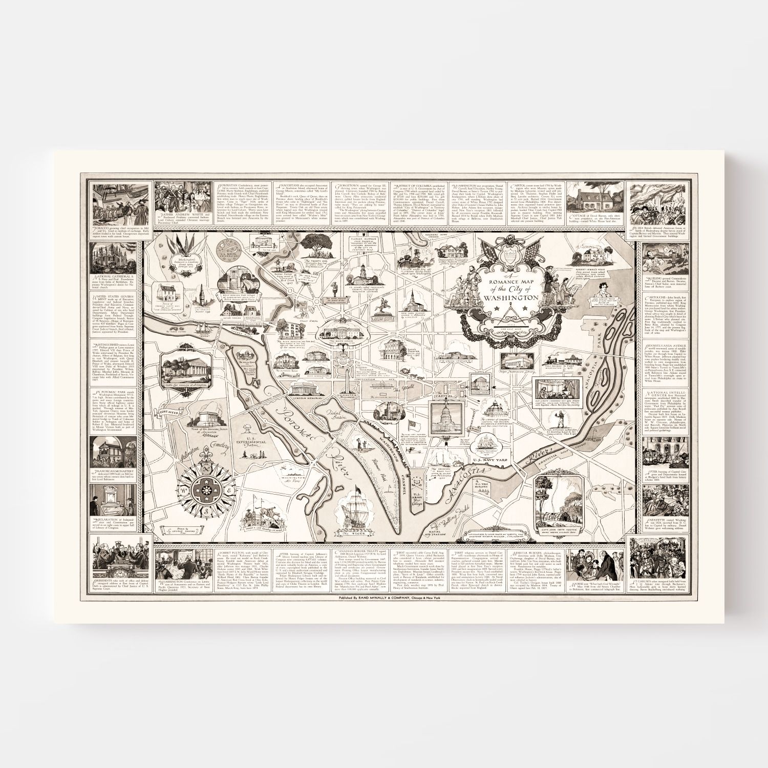 Vintage Map of Washington, DC, Washington DC 1938
