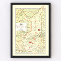 Vintage Map of Shensi China, 1917