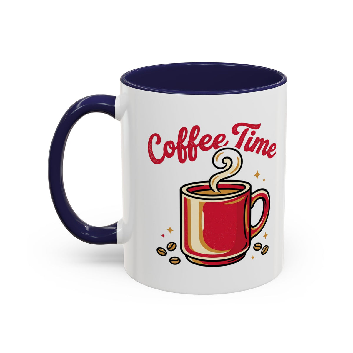 Coffee Mug - "Coffee Time" Red Accent Ceramic Mug (11/15oz)