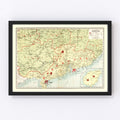 Vintage Map of Kwangtung Chinga, 1917