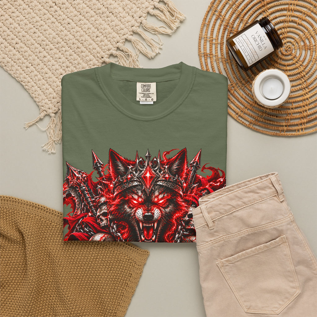 Wolf Skull T-Shirt — Red Gothic Horror Graphic Tee