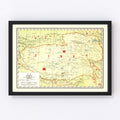 Vintage Map of Tibet China, 1917