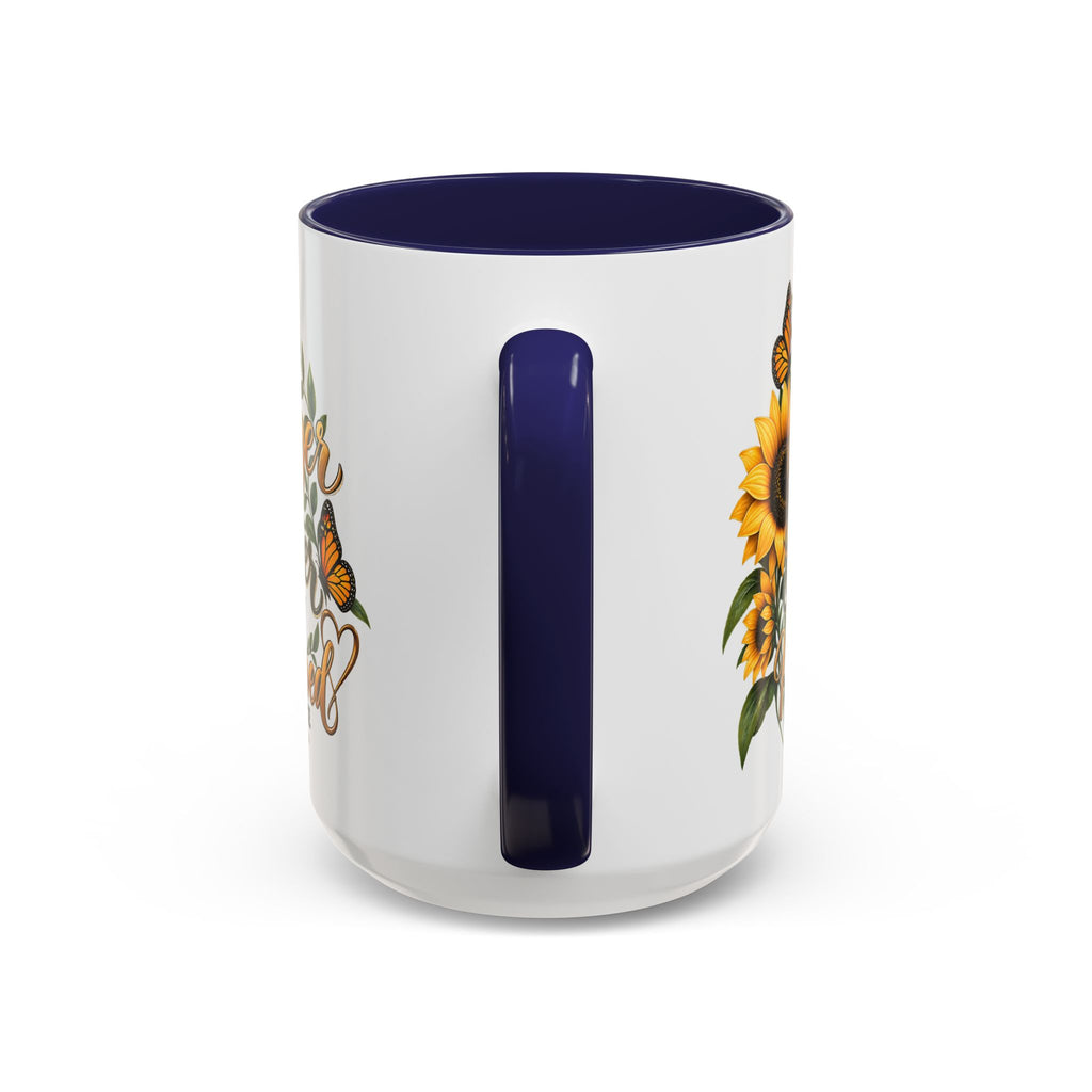 Inspirational Sunflower Coffee Mug — "You Are Stronger, Brighter, More Loved" Accent Mug