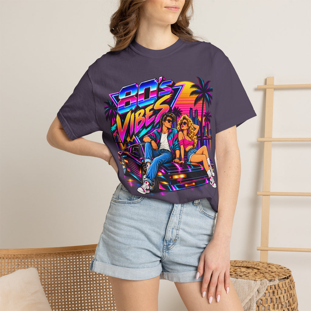 80s Vibes retro car scene T-shirt | neon palm sunset