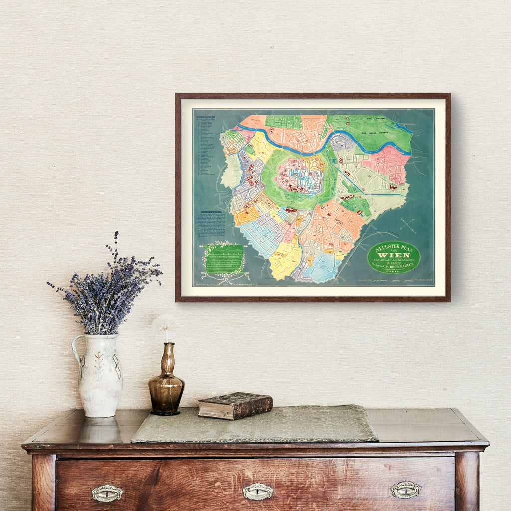 Vintage Map of Vienna, Austria 1843