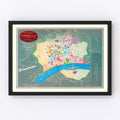 Vintage Map of Frankfurt, Germany 1844