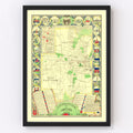 Vintage Map of Hartford, Connecticut 1933